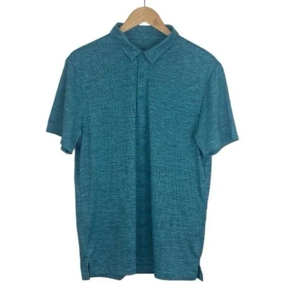 Zella mens Green Driver Performance Golf Polo Marled Teal Porcelain Melange US M - Picture 2 of 9